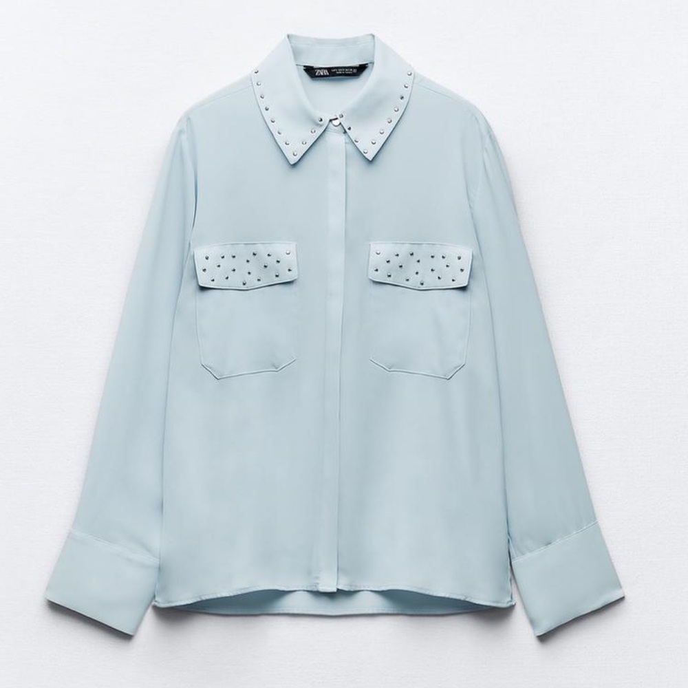 Zara Light Blue Studded Jacket